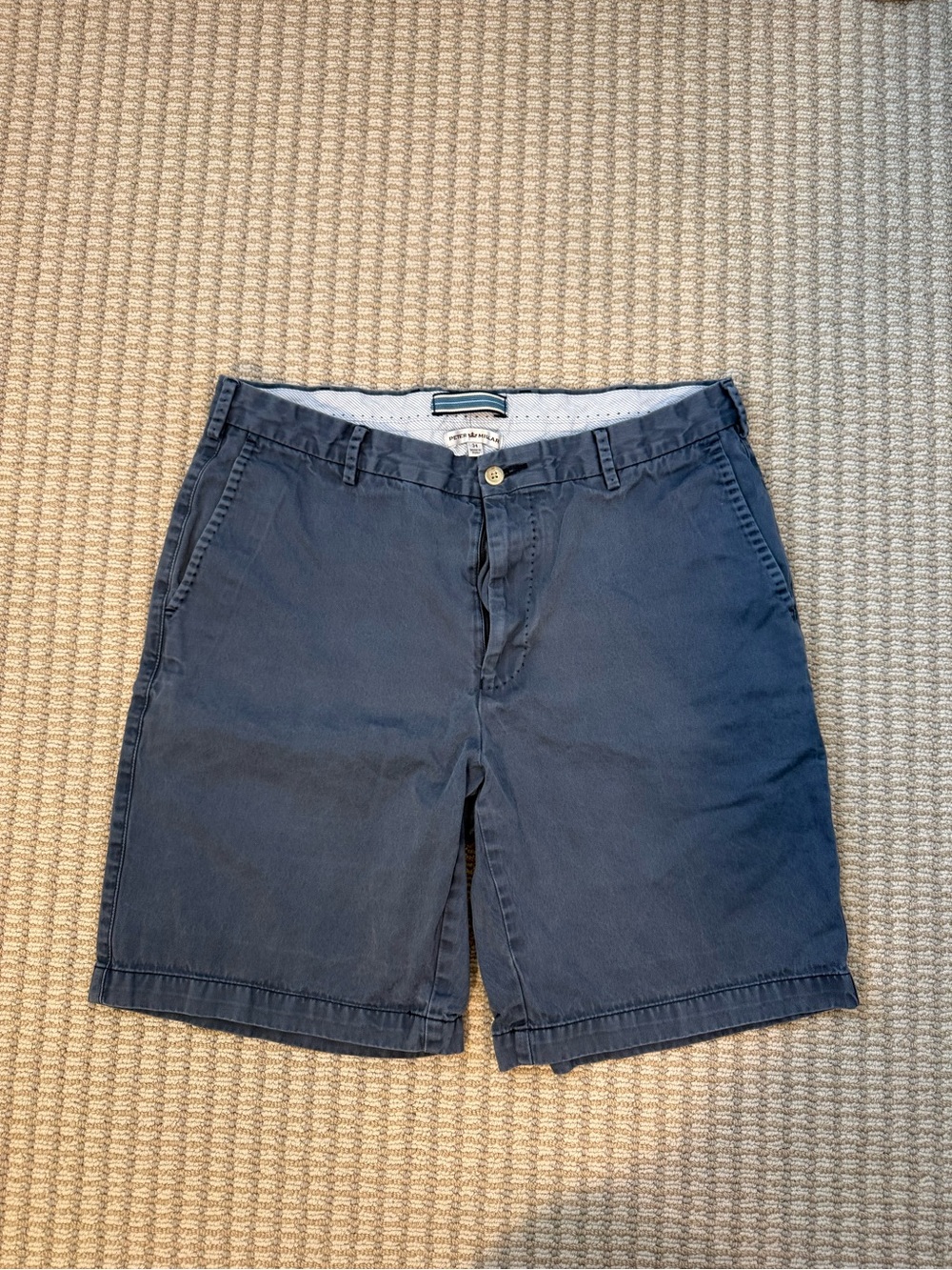 Peter Millar Navy Flat Front Cotton Shorts